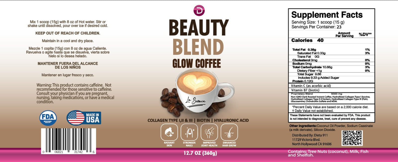 #1 BEAUTY BLEND GLOW COFFEE COLLAGEN, BIOTIN, HYALURONIC ACID